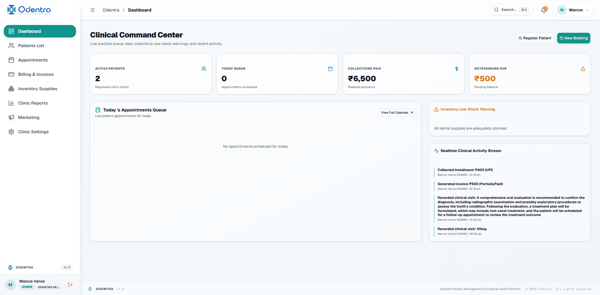 Odentra Interface Screenshot